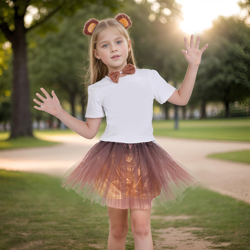 Dxhycc Monkey Costume Set Monkey Ears Headband Tail Bowtie Tutu-Halloween  Dress Up  Cosplay Accessory Kit - Image 5